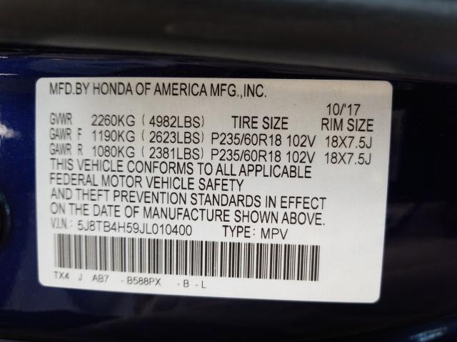 Photo 9 VIN: 5J8TB4H59JL010400 - ACURA RDX 