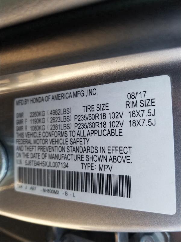 Photo 9 VIN: 5J8TB4H5XJL007134 - ACURA RDX TECHNO 