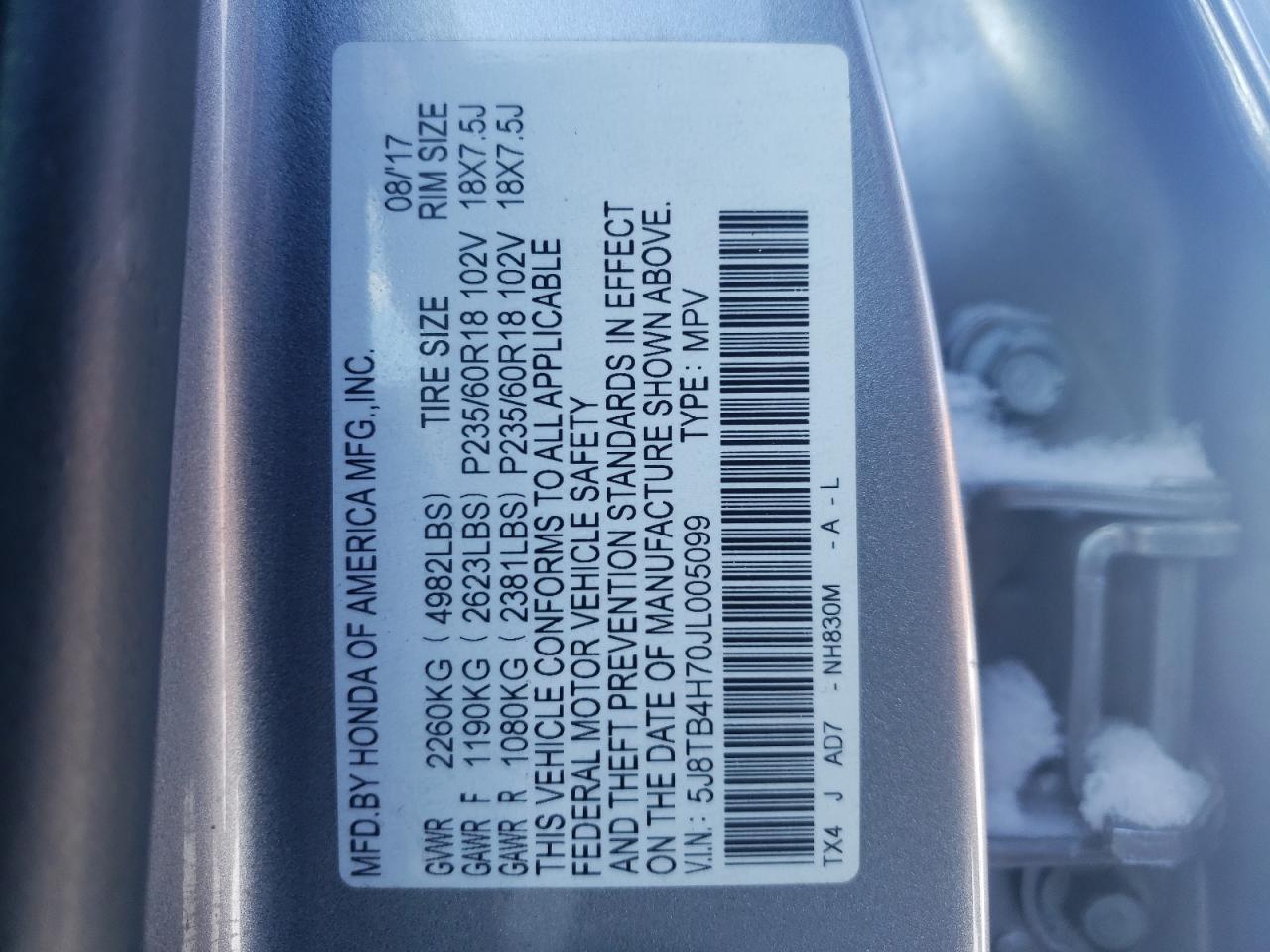 Photo 12 VIN: 5J8TB4H70JL005099 - ACURA RDX 