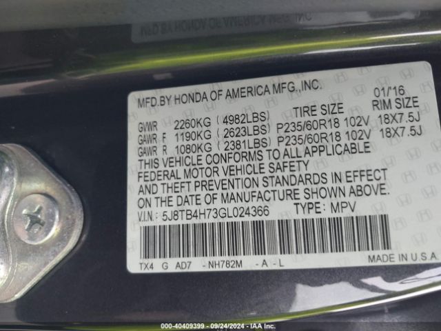 Photo 8 VIN: 5J8TB4H73GL024366 - ACURA RDX 