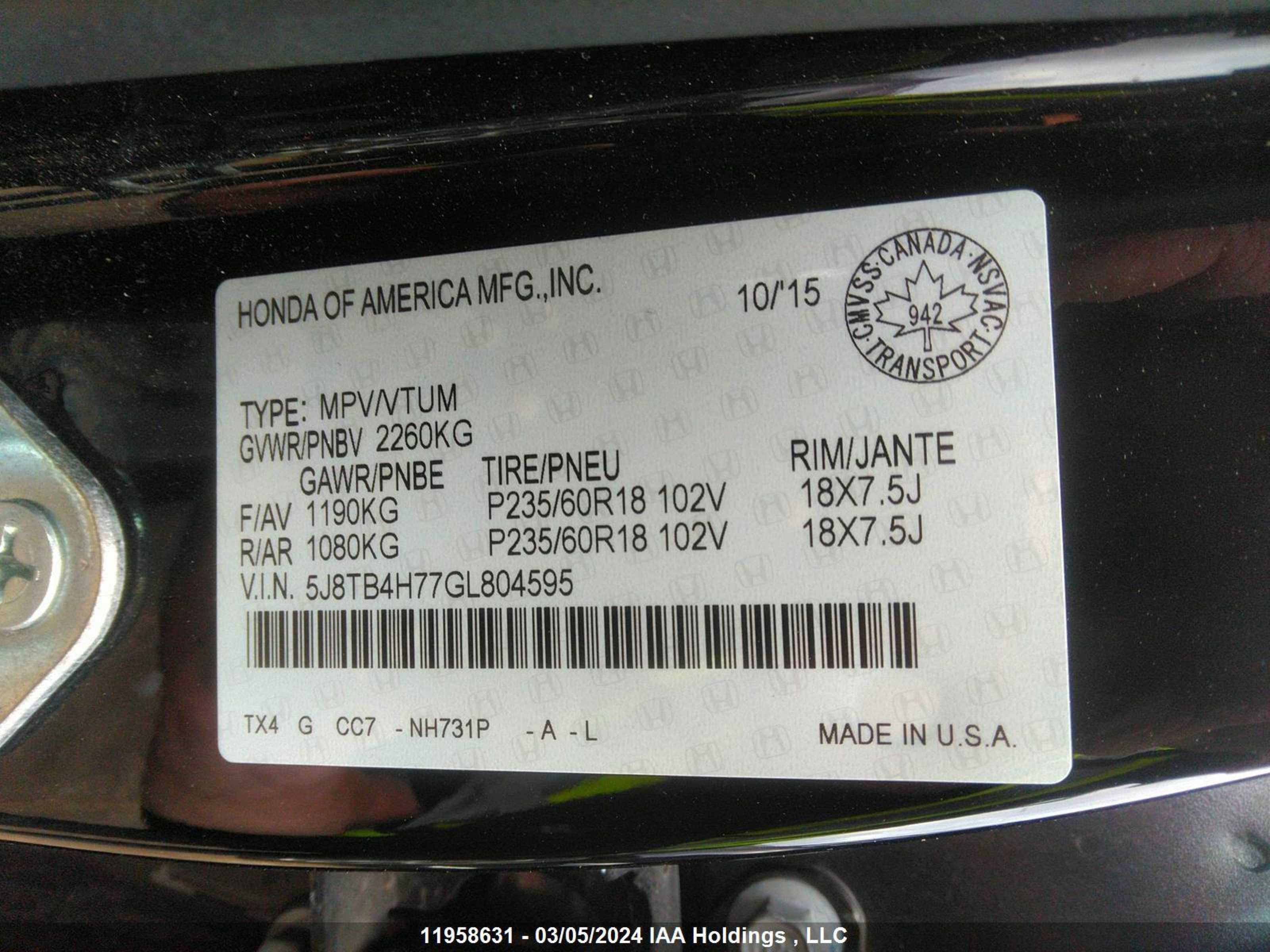 Photo 8 VIN: 5J8TB4H77GL804595 - ACURA RDX 