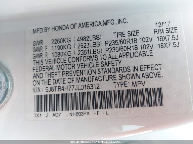 Photo 8 VIN: 5J8TB4H77JL016312 - ACURA RDX 