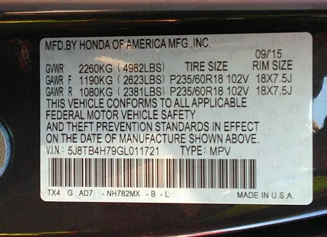 Photo 8 VIN: 5J8TB4H79GL011721 - ACURA RDX 