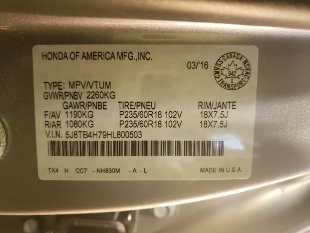 Photo 9 VIN: 5J8TB4H79HL800503 - ACURA RDX ADVANC 