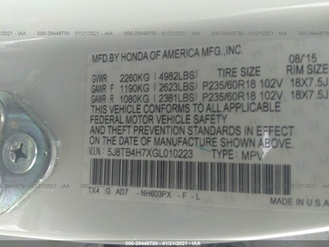 Photo 8 VIN: 5J8TB4H7XGL010223 - ACURA RDX 