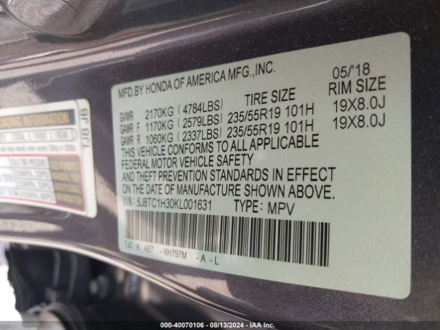 Photo 8 VIN: 5J8TC1H30KL001631 - ACURA RDX 