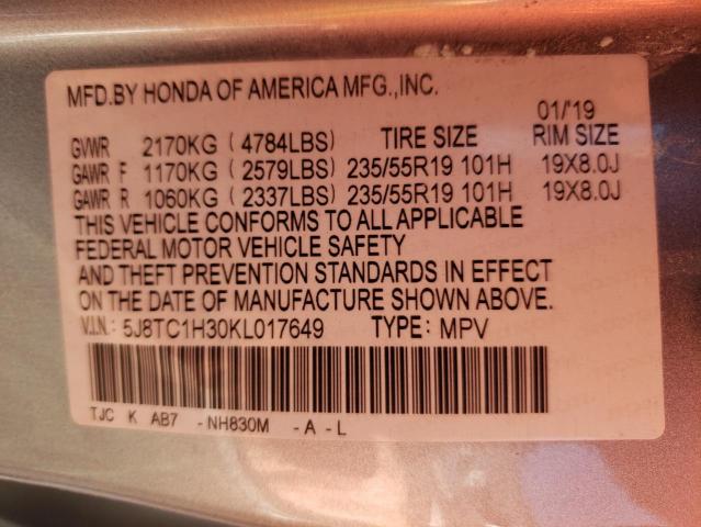 Photo 9 VIN: 5J8TC1H30KL017649 - ACURA RDX 