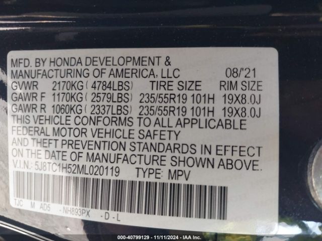 Photo 8 VIN: 5J8TC1H52ML020119 - ACURA RDX TECHNO 