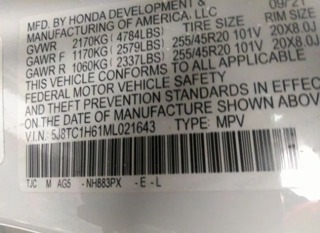 Photo 8 VIN: 5J8TC1H61ML021643 - ACURA RDX 