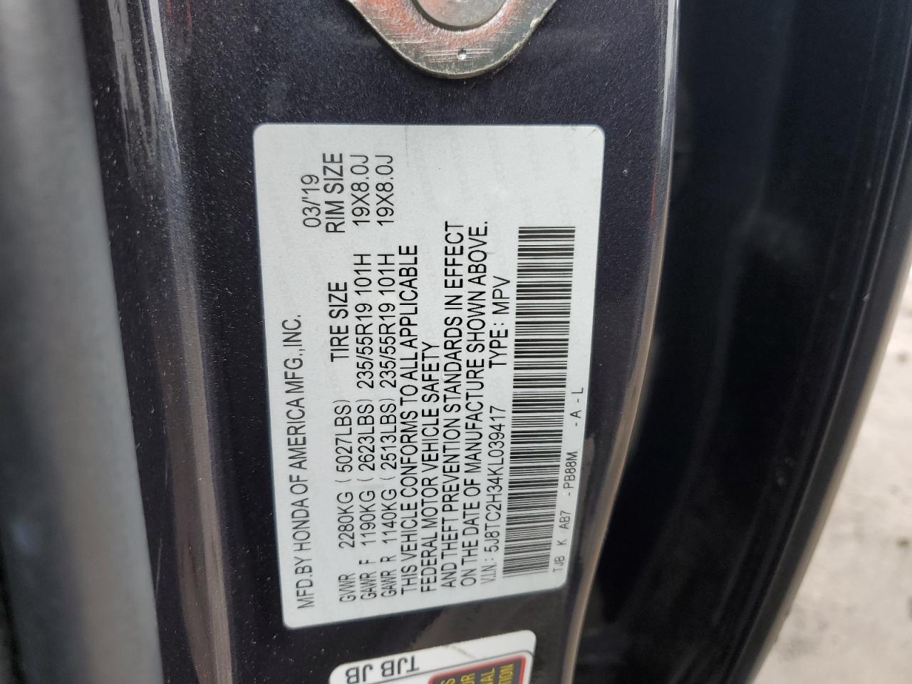 Photo 12 VIN: 5J8TC2H34KL039417 - ACURA RDX 