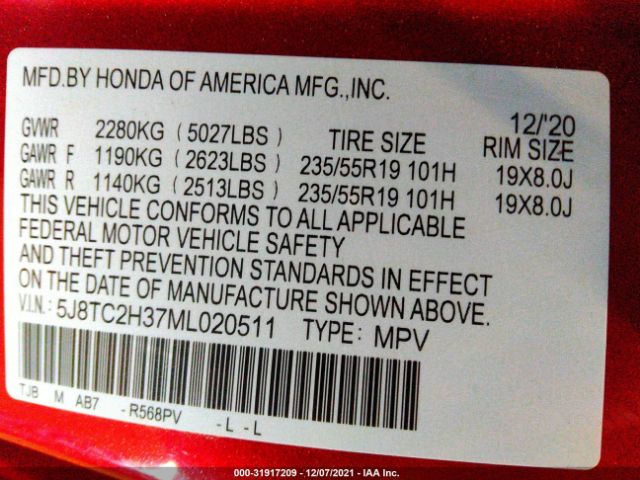 Photo 8 VIN: 5J8TC2H37ML020511 - ACURA RDX 