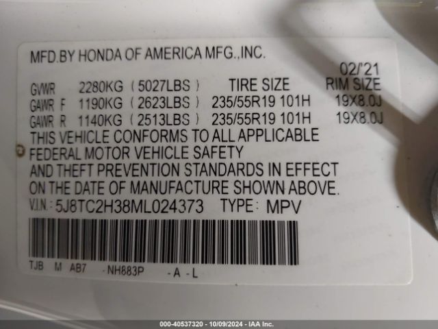 Photo 8 VIN: 5J8TC2H38ML024373 - ACURA RDX 