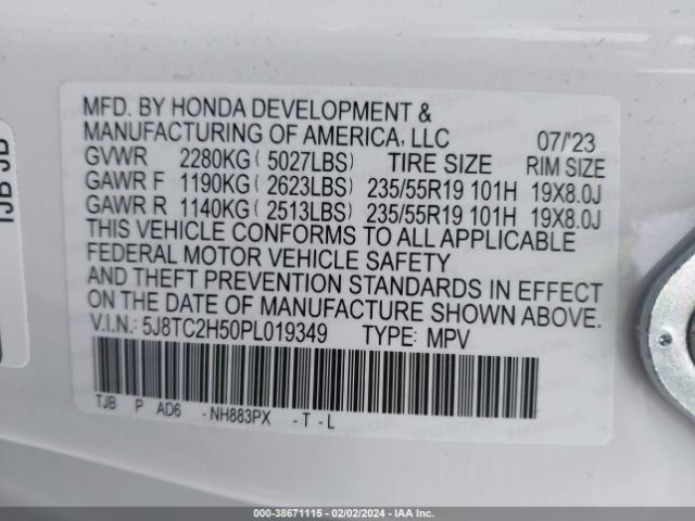 Photo 8 VIN: 5J8TC2H50PL019349 - ACURA RDX 