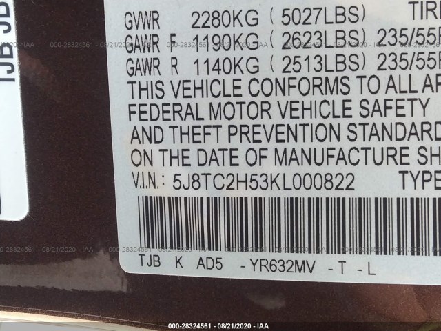 Photo 8 VIN: 5J8TC2H53KL000822 - ACURA RDX 