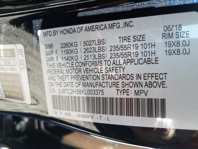 Photo 9 VIN: 5J8TC2H58KL003375 - ACURA RDX TECHNO 