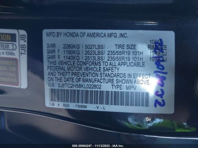 Photo 8 VIN: 5J8TC2H58KL022802 - ACURA RDX 