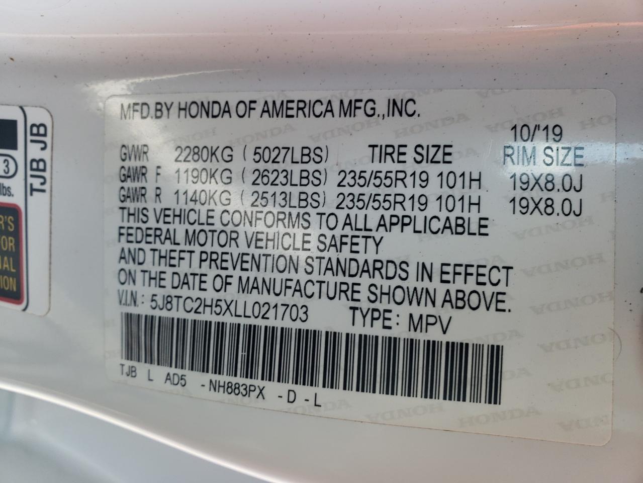 Photo 11 VIN: 5J8TC2H5XLL021703 - ACURA RDX 