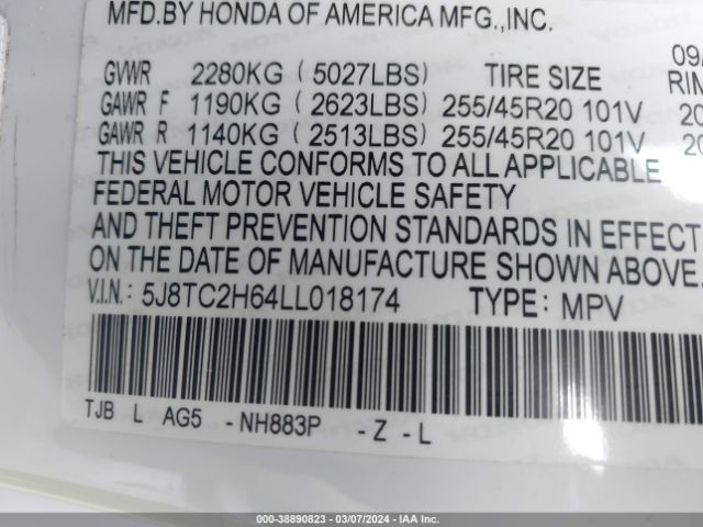 Photo 8 VIN: 5J8TC2H64LL018174 - ACURA RDX 