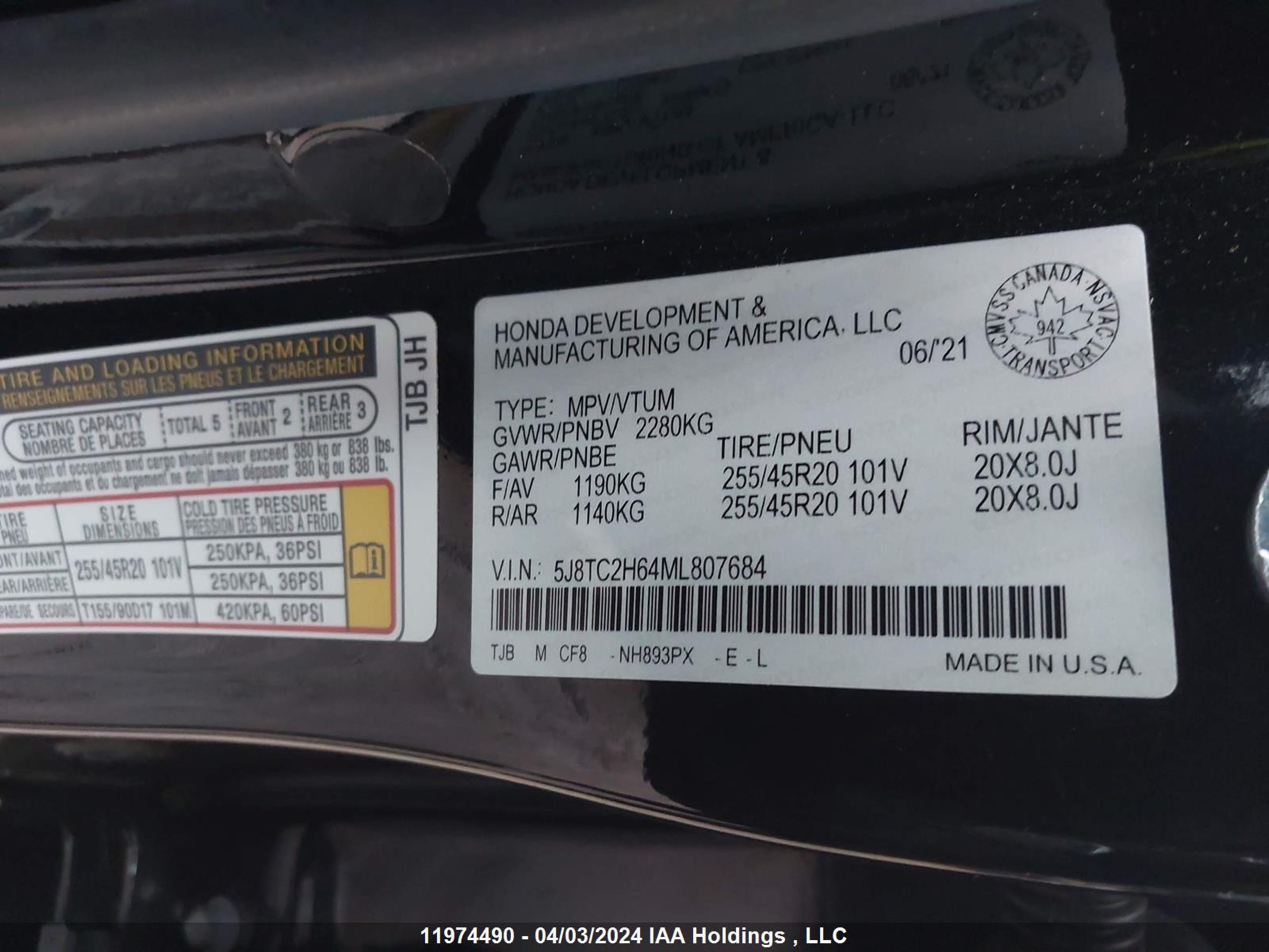 Photo 8 VIN: 5J8TC2H64ML807684 - ACURA RDX 