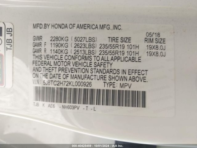 Photo 8 VIN: 5J8TC2H72KL000926 - ACURA RDX 