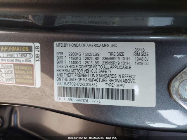 Photo 8 VIN: 5J8TC2H72KL004832 - ACURA RDX 