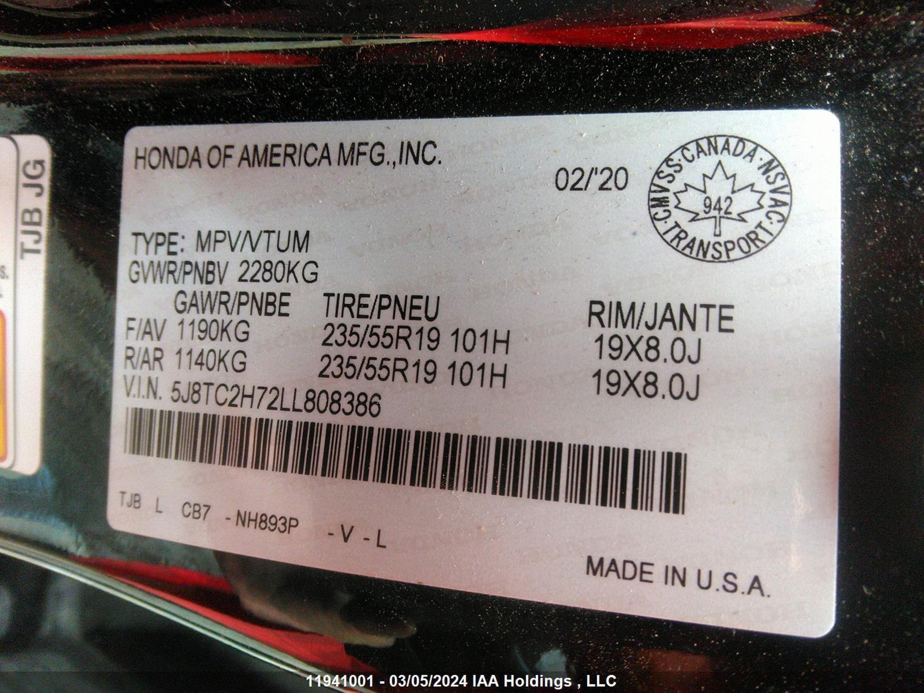 Photo 8 VIN: 5J8TC2H72LL808386 - ACURA RDX 