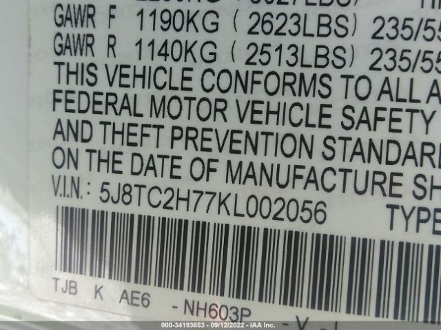 Photo 8 VIN: 5J8TC2H77KL002056 - ACURA RDX 