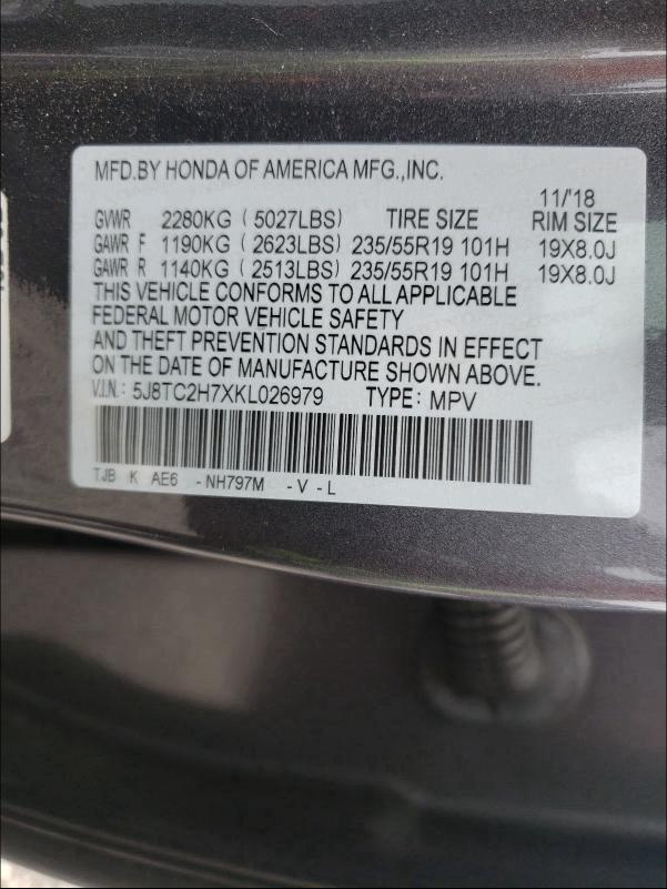 Photo 9 VIN: 5J8TC2H7XKL026979 - ACURA RDX 