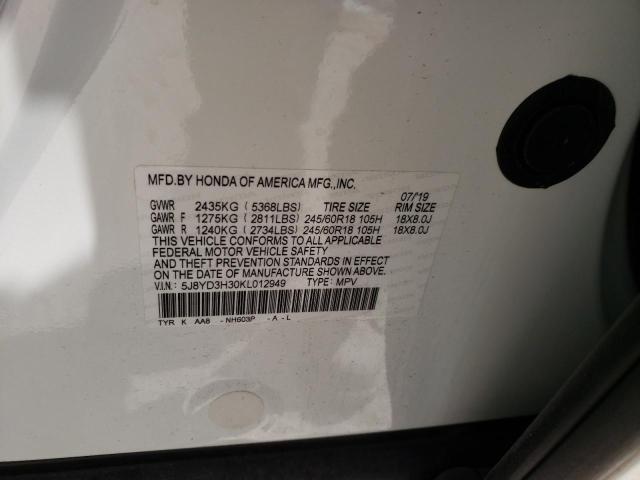 Photo 9 VIN: 5J8YD3H30KL012949 - ACURA MDX 