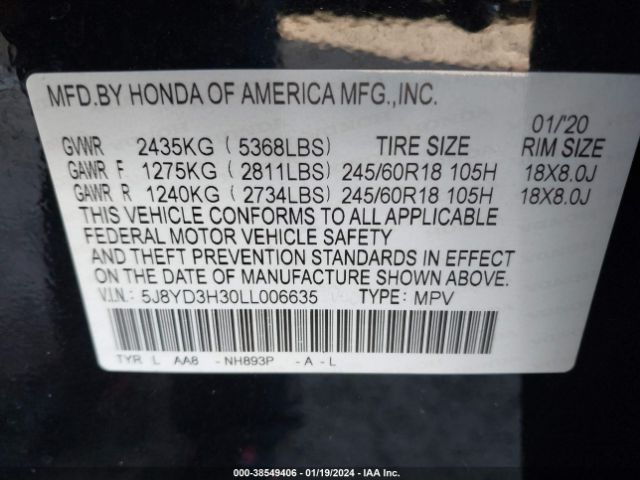 Photo 8 VIN: 5J8YD3H30LL006635 - ACURA MDX 