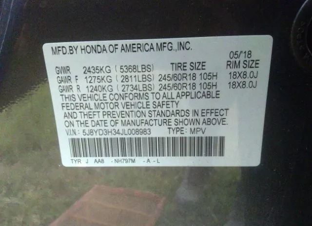 Photo 8 VIN: 5J8YD3H34JL008983 - ACURA MDX 