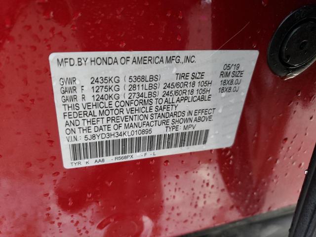 Photo 12 VIN: 5J8YD3H34KL010895 - ACURA MDX 