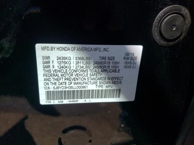 Photo 9 VIN: 5J8YD3H35LL000961 - ACURA MDX 