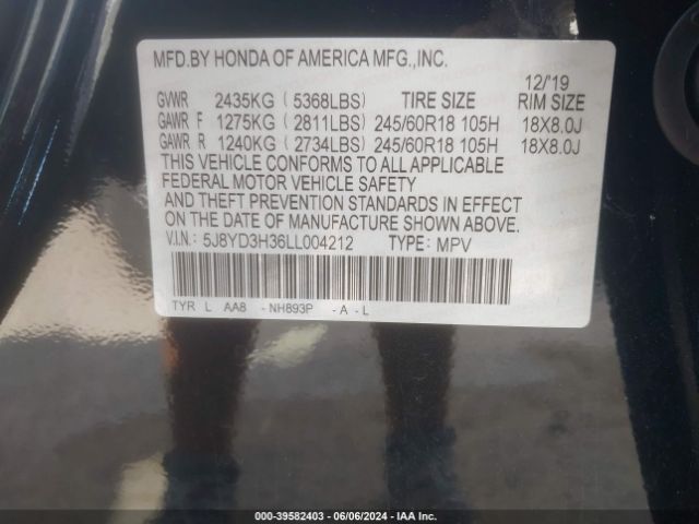 Photo 8 VIN: 5J8YD3H36LL004212 - ACURA MDX 