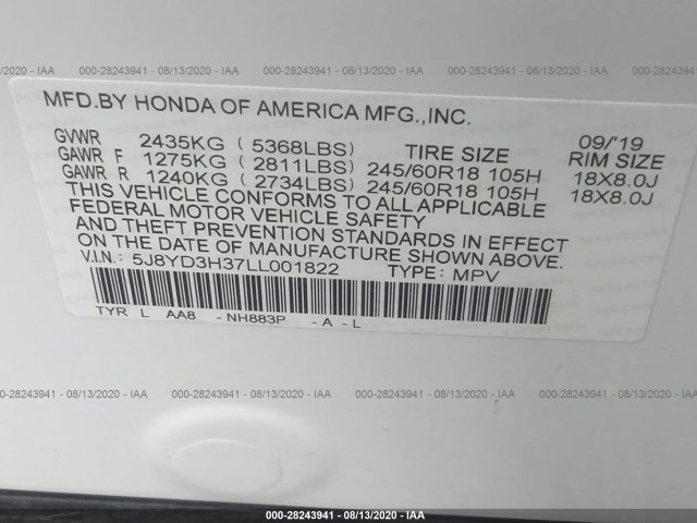 Photo 8 VIN: 5J8YD3H37LL001822 - ACURA MDX 