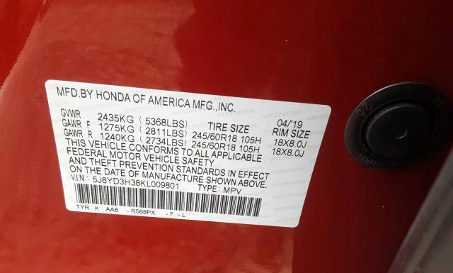 Photo 9 VIN: 5J8YD3H38KL009801 - ACURA MDX 