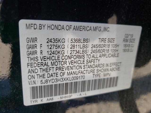 Photo 9 VIN: 5J8YD3H3XKL009170 - ACURA MDX 