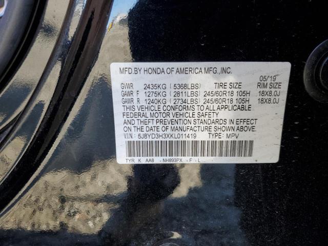 Photo 9 VIN: 5J8YD3H3XKL011419 - ACURA MDX 