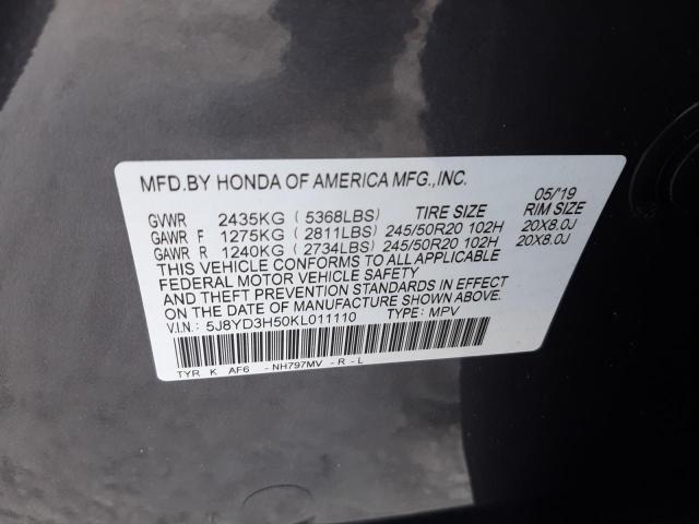 Photo 9 VIN: 5J8YD3H50KL011110 - ACURA MDX TECHNO 