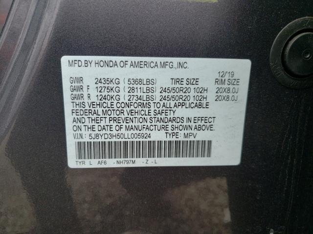 Photo 9 VIN: 5J8YD3H50LL005924 - ACURA MDX TECHNO 