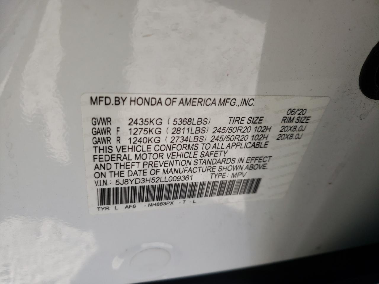 Photo 11 VIN: 5J8YD3H52LL009361 - ACURA MDX 