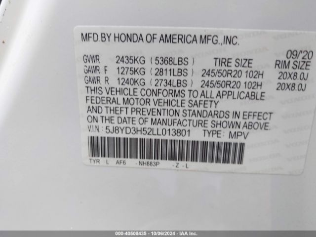 Photo 8 VIN: 5J8YD3H52LL013801 - ACURA MDX 