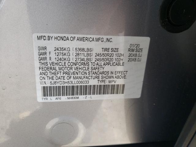 Photo 9 VIN: 5J8YD3H53LL006033 - ACURA MDX TECHNO 