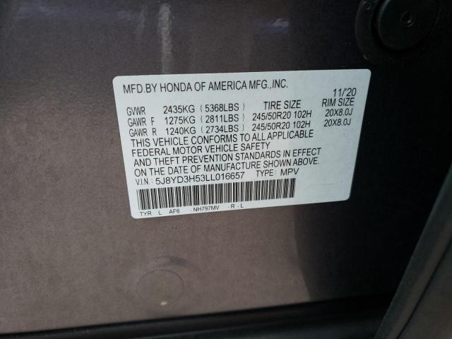 Photo 9 VIN: 5J8YD3H53LL016657 - ACURA MDX TECHNO 