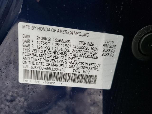 Photo 9 VIN: 5J8YD3H55LL004493 - ACURA MDX TECHNO 