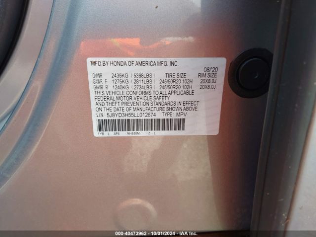 Photo 8 VIN: 5J8YD3H55LL012674 - ACURA MDX 