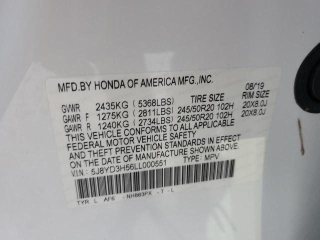 Photo 9 VIN: 5J8YD3H56LL000551 - ACURA MDX TECHNO 