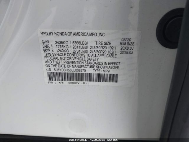 Photo 8 VIN: 5J8YD3H56LL008570 - ACURA MDX 