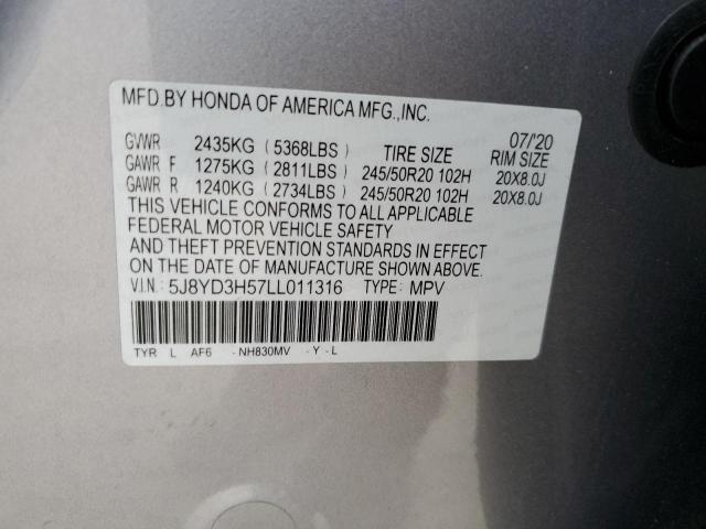 Photo 12 VIN: 5J8YD3H57LL011316 - ACURA MDX 