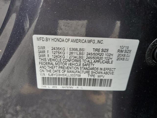 Photo 13 VIN: 5J8YD3H5XLL003758 - ACURA MDX 